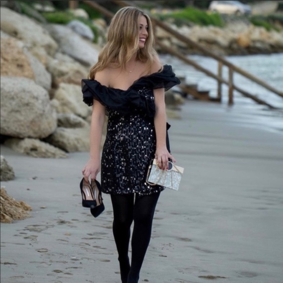 L & XL Zara Black Combination Sequin Dress NWT - Picture 5 of 9